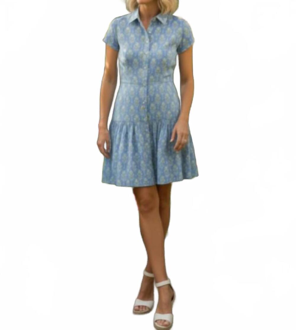 NEW PATTY KIM colette floral shirt mini dress in blue